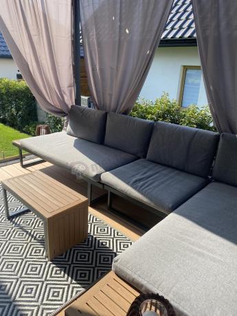 Grafitowy narożnik modułowy Vernon XL - aluminiowy stelaż