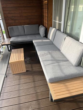 Grafitowy narożnik modułowy Vernon XL - aluminiowy stelaż