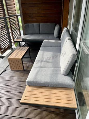 Grafitowy narożnik modułowy Vernon XL - aluminiowy stelaż