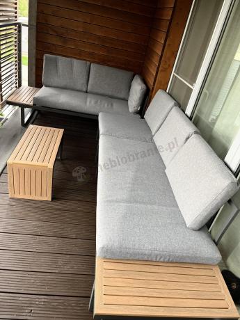 Grafitowy narożnik modułowy Vernon XL - aluminiowy stelaż