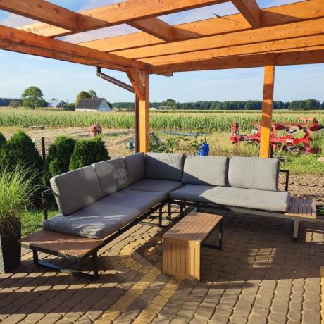 Grafitowy narożnik modułowy Vernon XL - aluminiowy stelaż