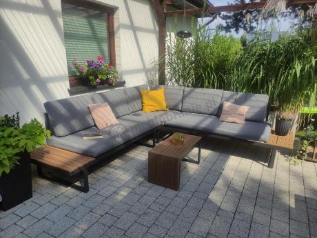 Grafitowy narożnik modułowy Vernon XL - aluminiowy stelaż