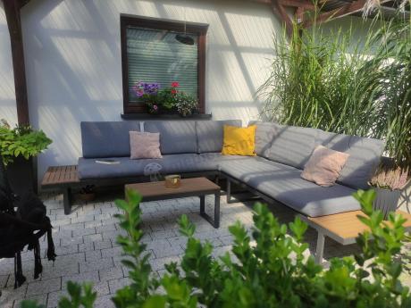 Grafitowy narożnik modułowy Vernon XL - aluminiowy stelaż