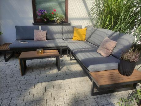 Grafitowy narożnik modułowy Vernon XL - aluminiowy stelaż