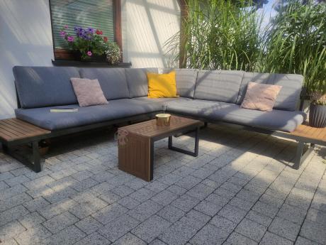 Grafitowy narożnik modułowy Vernon XL - aluminiowy stelaż