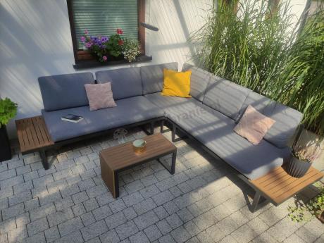 Grafitowy narożnik modułowy Vernon XL - aluminiowy stelaż