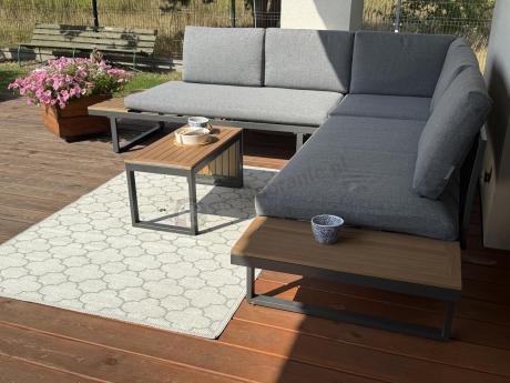 Grafitowy narożnik modułowy Vernon XL - aluminiowy stelaż