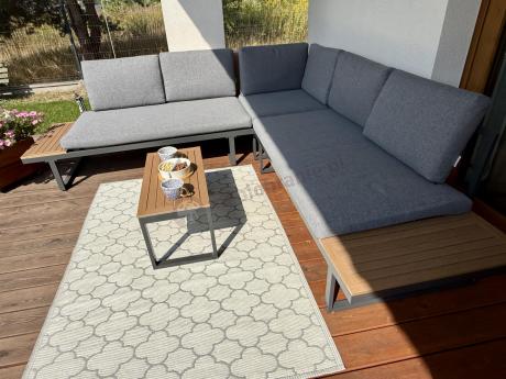 Grafitowy narożnik modułowy Vernon XL - aluminiowy stelaż