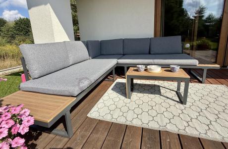 Grafitowy narożnik modułowy Vernon XL - aluminiowy stelaż