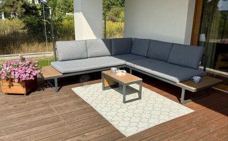 Grafitowy narożnik modułowy Vernon XL - aluminiowy stelaż