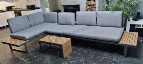 Grafitowy narożnik modułowy Vernon XL - aluminiowy stelaż