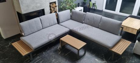 Grafitowy narożnik modułowy Vernon XL - aluminiowy stelaż