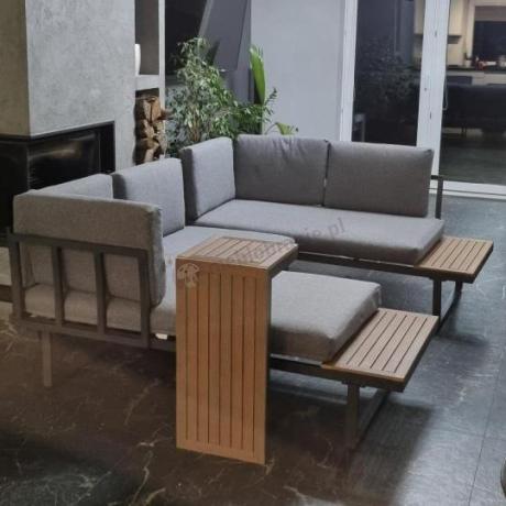 Grafitowy narożnik modułowy Vernon XL - aluminiowy stelaż