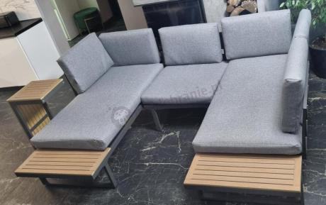 Grafitowy narożnik modułowy Vernon XL - aluminiowy stelaż