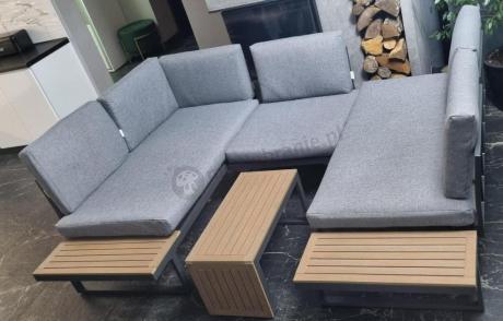 Grafitowy narożnik modułowy Vernon XL - aluminiowy stelaż