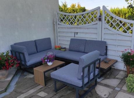 Grafitowy narożnik modułowy Vernon XL - aluminiowy stelaż