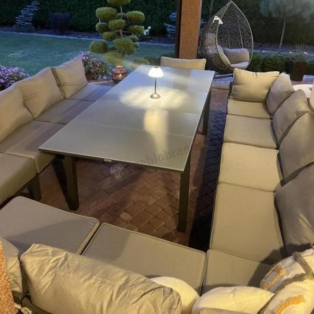 Grafitowy narożnik modułowy z fotelami Trapeno 5 modułów