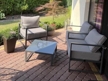 Grafitowy narożnik modułowy z fotelami Trapeno 5 modułów