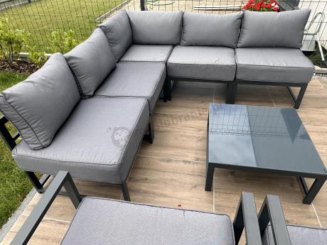 Grafitowy narożnik modułowy z fotelami Trapeno 5 modułów