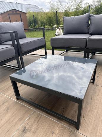 Grafitowy narożnik modułowy z fotelami Trapeno 5 modułów