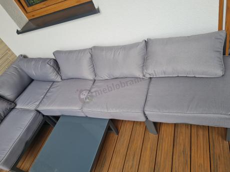 Grafitowy narożnik modułowy z fotelami Trapeno 5 modułów