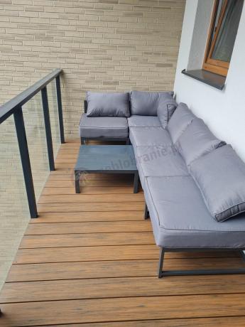 Grafitowy narożnik modułowy z fotelami Trapeno 5 modułów