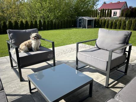 Grafitowy narożnik modułowy z fotelami Trapeno 5 modułów