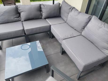 Grafitowy narożnik modułowy z fotelami Trapeno 5 modułów