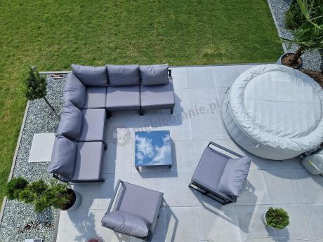 Grafitowy narożnik modułowy z fotelami Trapeno 5 modułów