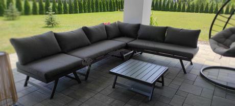 Grafitowy narożnik modułowy z leżakiem 255x195 cm Soletto XL - Antracite