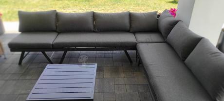 Grafitowy narożnik modułowy z leżakiem 255x195 cm Soletto XL - Antracite