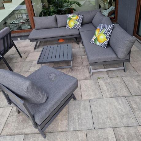 Grafitowy narożnik modułowy z leżakiem 255x195 cm Soletto XL - Antracite