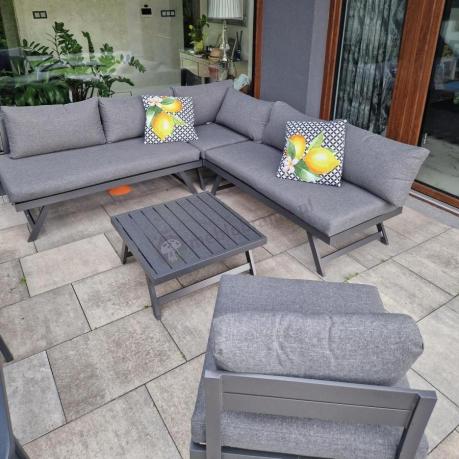 Grafitowy narożnik modułowy z leżakiem 255x195 cm Soletto XL - Antracite