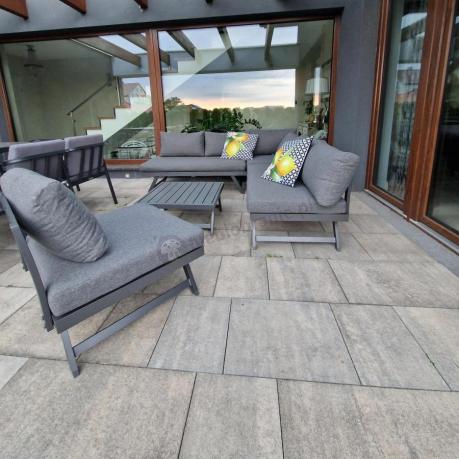 Grafitowy narożnik modułowy z leżakiem 255x195 cm Soletto XL - Antracite