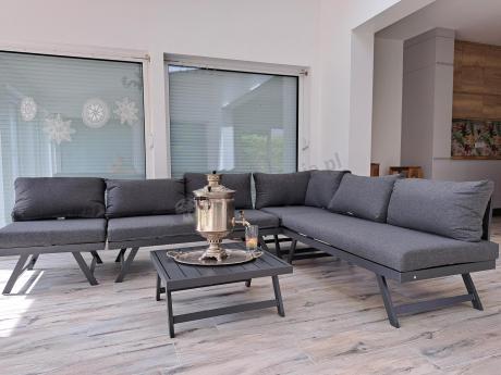 Grafitowy narożnik modułowy z leżakiem 255x195 cm Soletto XL - Antracite