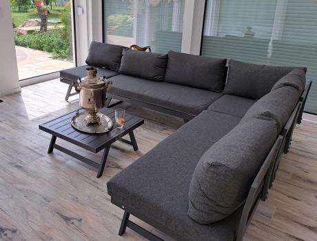 Grafitowy narożnik modułowy z leżakiem 255x195 cm Soletto XL - Antracite