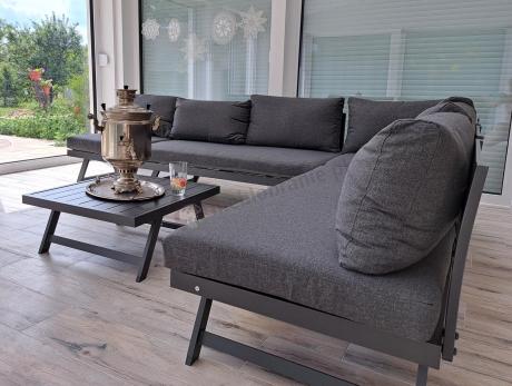 Grafitowy narożnik modułowy z leżakiem 255x195 cm Soletto XL - Antracite