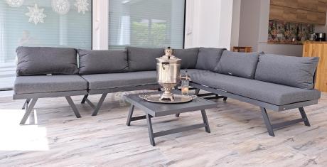 Grafitowy narożnik modułowy z leżakiem 255x195 cm Soletto XL - Antracite