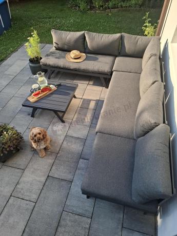 Grafitowy narożnik modułowy z leżakiem 255x195 cm Soletto XL - Antracite