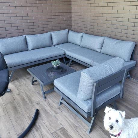 Grafitowy narożnik modułowy z leżakiem 255x195 cm Soletto XL - Antracite