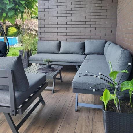 Grafitowy narożnik modułowy z leżakiem 255x195 cm Soletto XL - Antracite