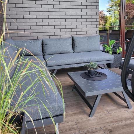 Grafitowy narożnik modułowy z leżakiem 255x195 cm Soletto XL - Antracite