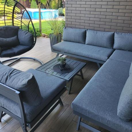 Grafitowy narożnik modułowy z leżakiem 255x195 cm Soletto XL - Antracite