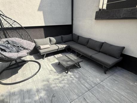 Grafitowy narożnik modułowy z leżakiem 255x195 cm Soletto XL - Antracite