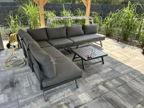 Grafitowy narożnik modułowy z leżakiem 255x195 cm Soletto XL - Antracite