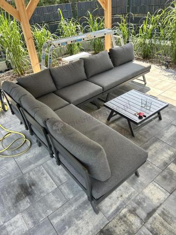 Grafitowy narożnik modułowy z leżakiem 255x195 cm Soletto XL - Antracite