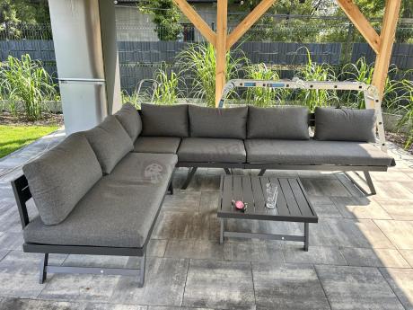 Grafitowy narożnik modułowy z leżakiem 255x195 cm Soletto XL - Antracite