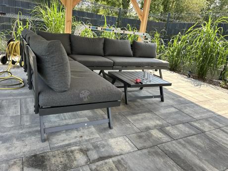 Grafitowy narożnik modułowy z leżakiem 255x195 cm Soletto XL - Antracite