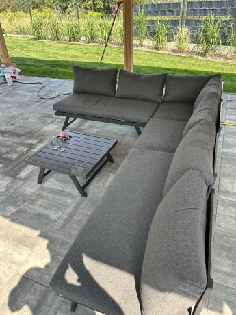 Grafitowy narożnik modułowy z leżakiem 255x195 cm Soletto XL - Antracite