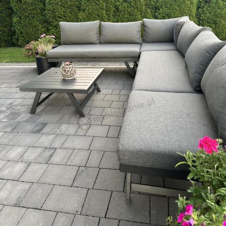 Grafitowy narożnik modułowy z leżakiem 255x195 cm Soletto XL - Antracite